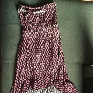 High-low dress with pink little flowers